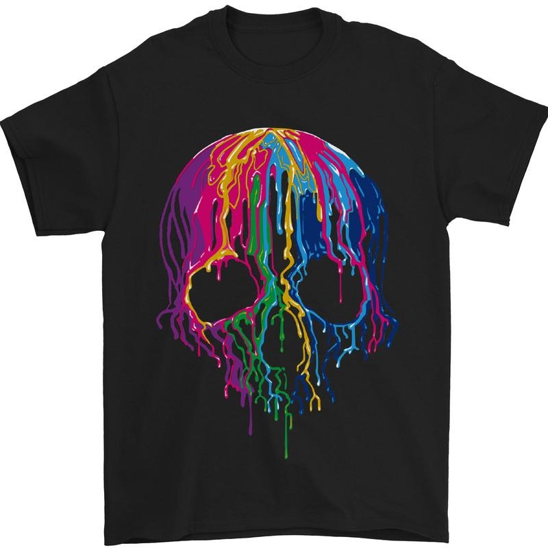 Melting Skull Biker Motorcycle Gothic Mens T-Shirt 100% Cotton Made in USA Hoodie, Sweatshirt | UrbanDripWear.com