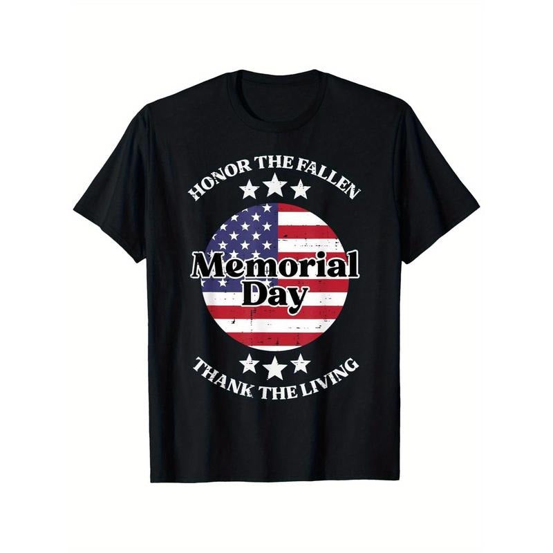 Memorial Day American Flag Tribute T-Shirt for Men, Women, and Youngsters - 100% Pure Cotton, Machine Washable, Black...