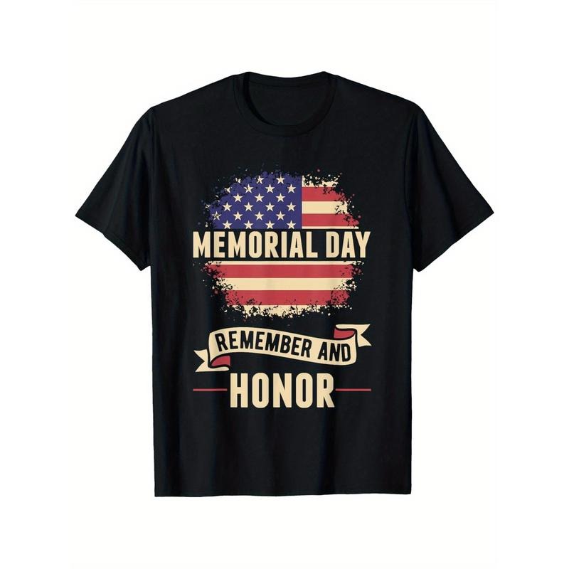 Memorial Day Remember & Honor Patriotic USA Flag T-Shirt