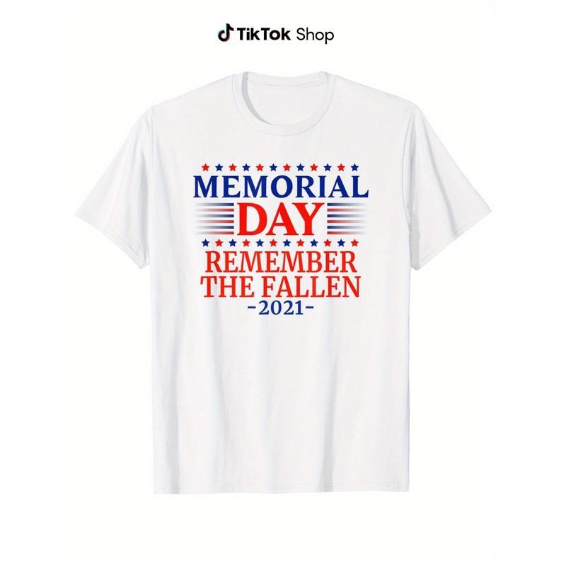 Memorial Day Remember The Fallen T-Shirt, Regular Size 180G, Casual All Season Knitted Fabric, Breathable And...