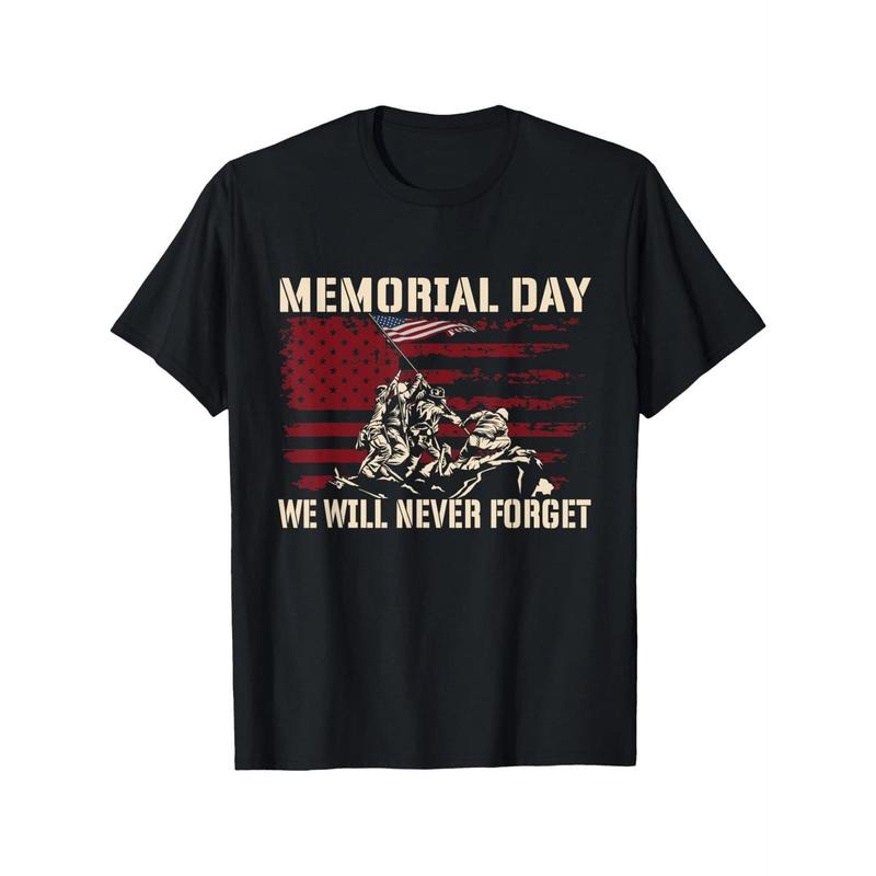 Memorial Day We Will Never Forget - Patriotic Veterans Men'S T -Shirt Casual Round Neck Short Sleeve Four Seasons Can Wea...