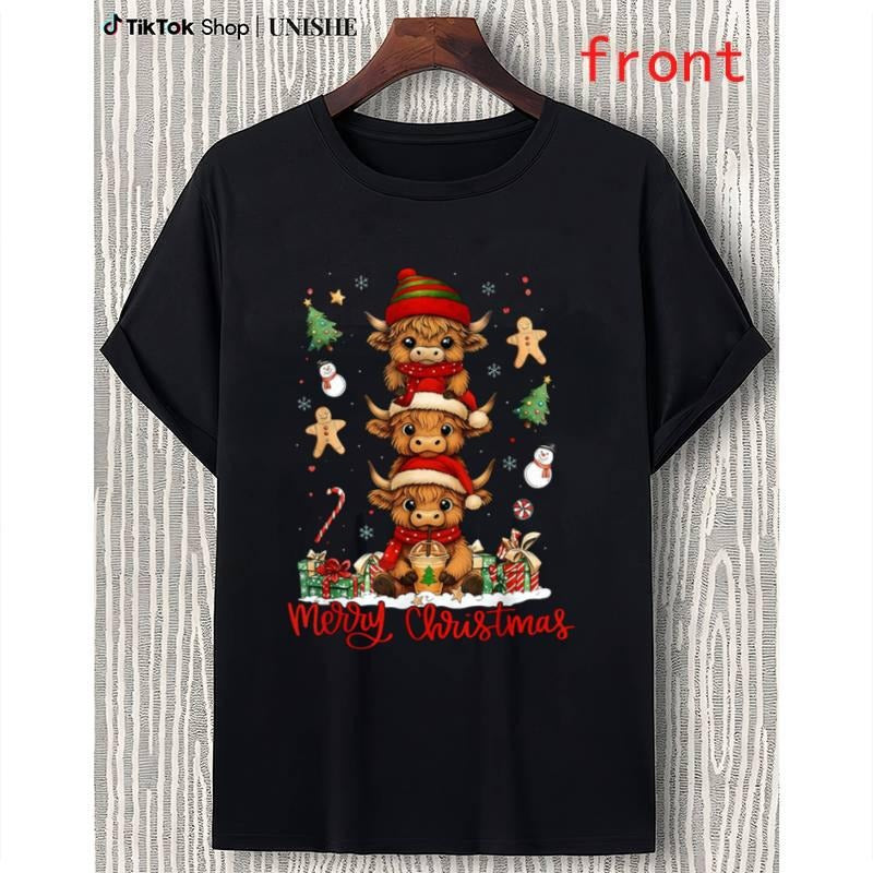 Men & Women Christmas T-Shirt with Highland Cows Lover Design Hoodie, Sweatshirt | UrbanDripWear.com