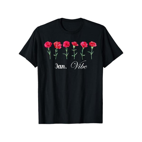 Men & Women January Birth Month Carnation Flower T-Shirt for