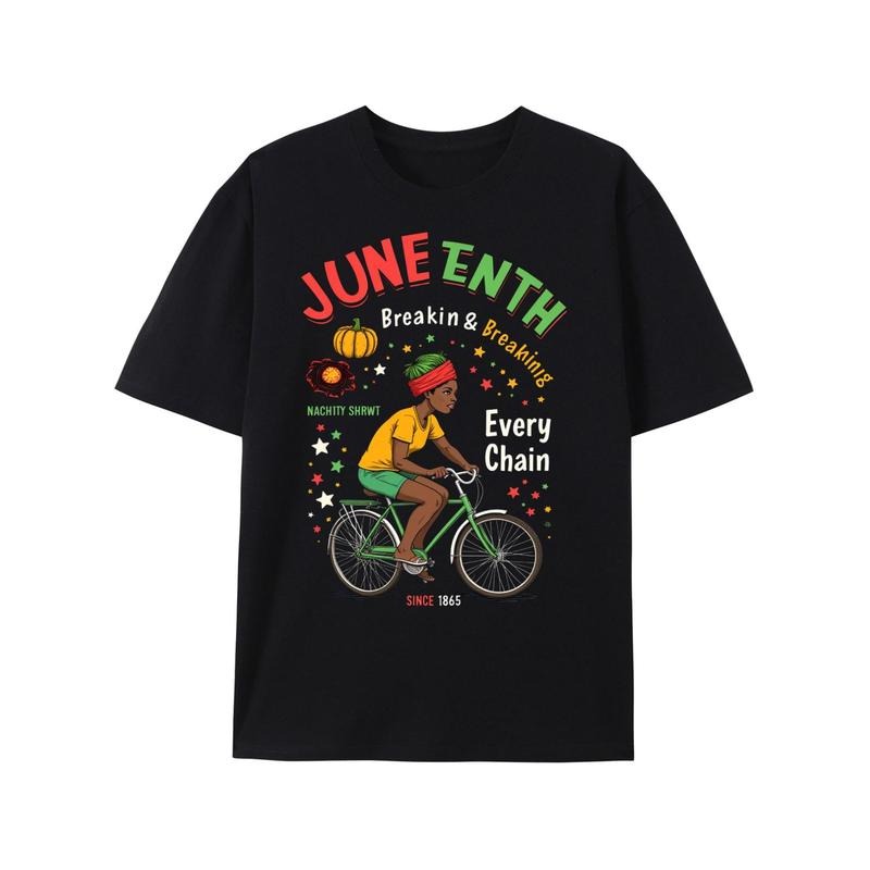 Men & WomenJuneteenth Breaking Every Chain T-Shirt - Black Unisex Short Sleeve Tee with Vibrant Freedom Graphic, 1865...