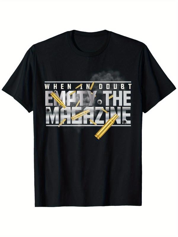 Men Graphic T-Shirt Empty Magazine When In Doubt 100 Cotton Casual Crew Neck Streetwear Crewneck Hoodie, Sweatshirt