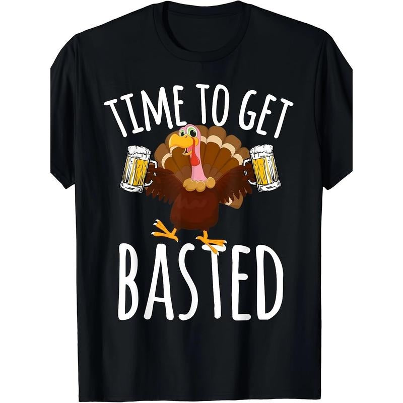 Men'S Crew Neck Thanksgiving Turkey Graphic T-Shirt in 100% Cotton, Knit Non-Stretch Fabric, Regular Fit All-Season Top...