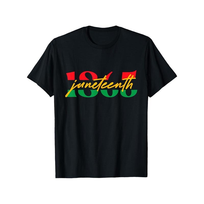 Men Women Juneteenth African American Freedom Day Women's T-Shirt - Vibrant 1865 Print with Red, Yellow & Green Stripes -...