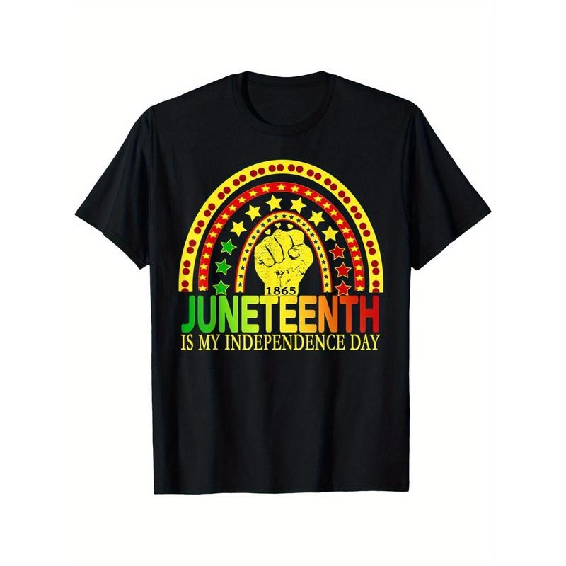 Men and WomenJuneteenth 1865 African American Freedom Day Afro Rainbow T-Shirt