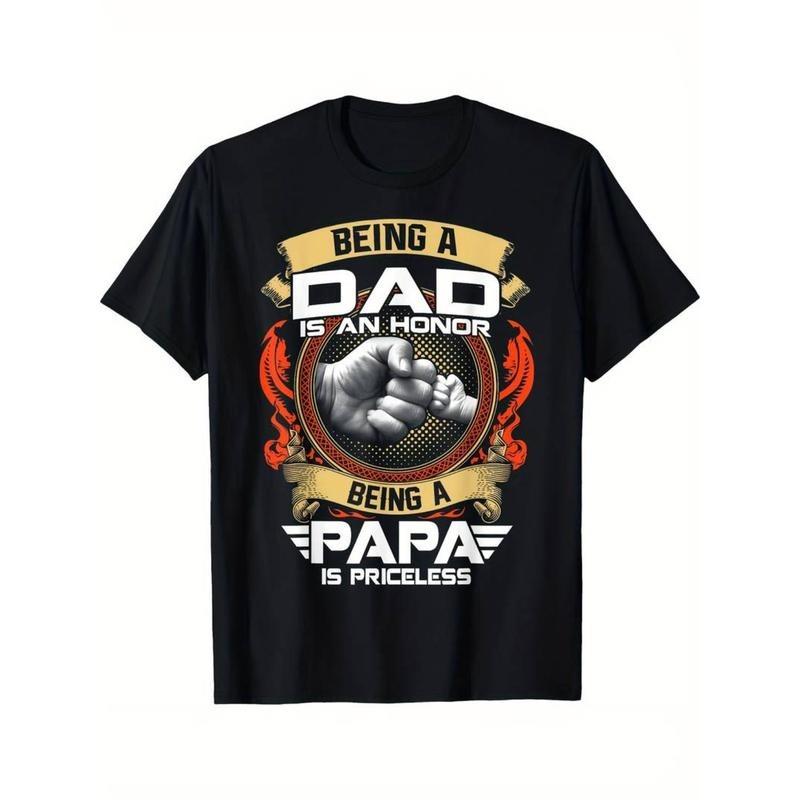 Men's "Being a Dad is an Honor, Being a Papa is Priceless" Graphic T-Shirt Comfy Menswear Hoodie, Sweatshirt