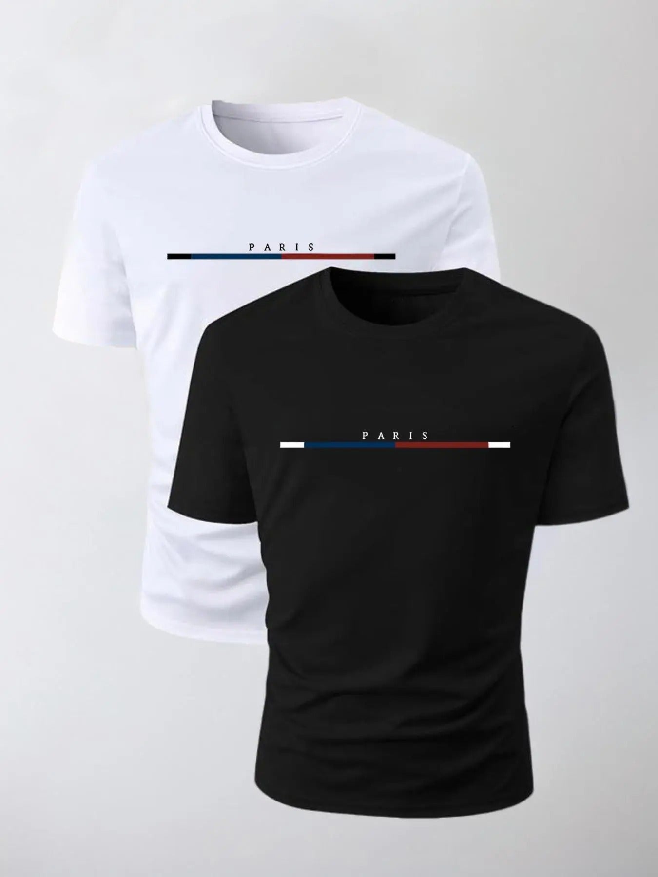 Men's "PARIS" Letter Graphic Round Neck Tee, Regular Fit Casual Short Sleeve Crew Neck T-Shirt for Daily Wear, Men's Top...