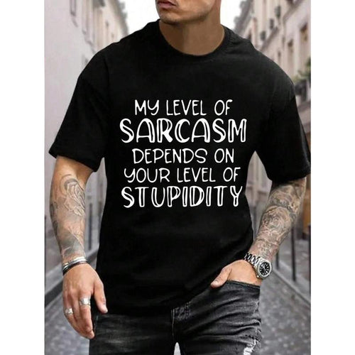Men's 100% Cotton Crew Neck T-Shirt with Sarcasm Quote Print, Regular Fit Casual Summer Tee with Slight Stretch