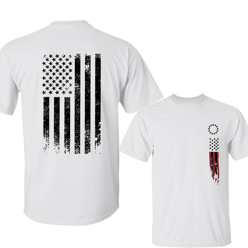 Men's American Flag Print T-Shirt, Short Sleeve, Casual Fit for All Seasons Hoodie, Sweatshirt | UrbanDripWear.com