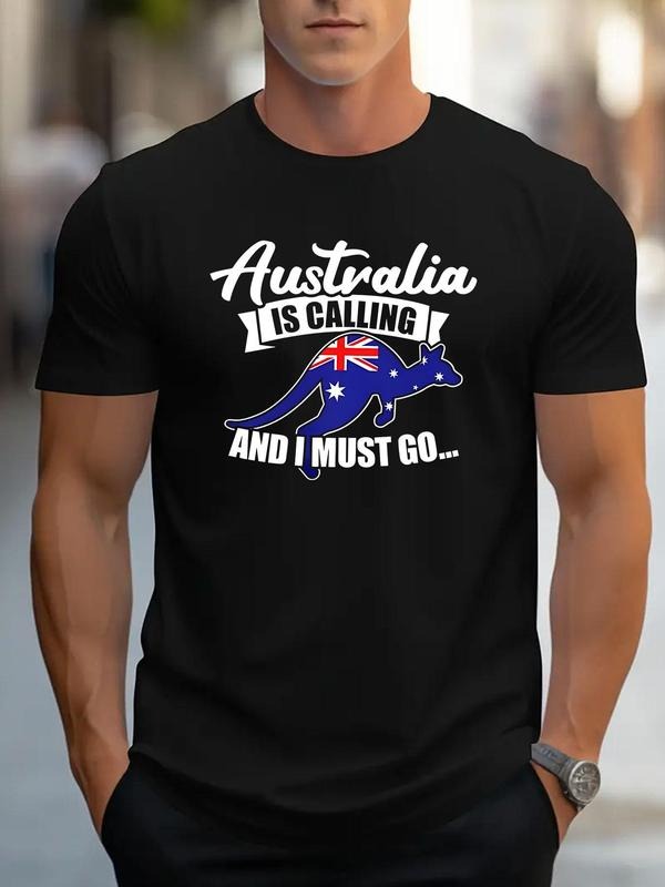 Men's Australia Is Calling and I Must Go T-shirt, Loose Casual Comfy Short Sleeve  Round Neck T-shirt for Summer, Fashion...
