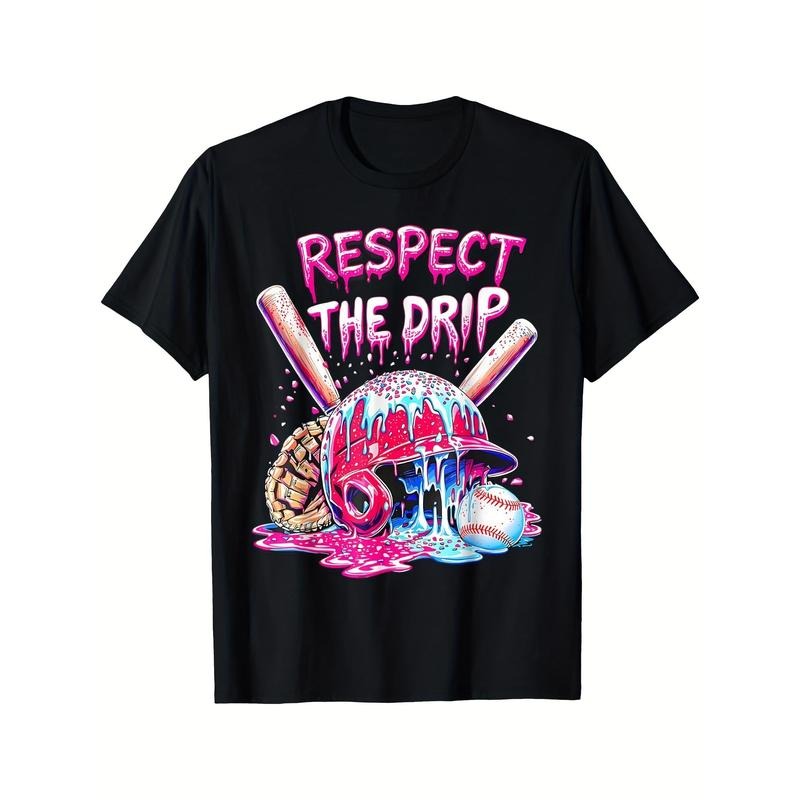 Men's Baseball Home Plate Drip Graphic T-Shirt with Sprinkles & RESPECT THE DRIP Design