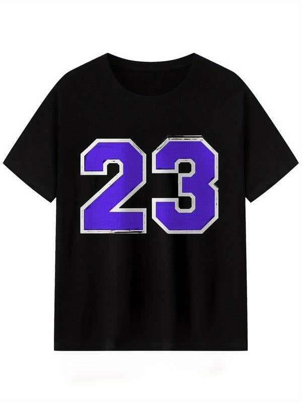 Men's Black #23 Print Cotton T-Shirt