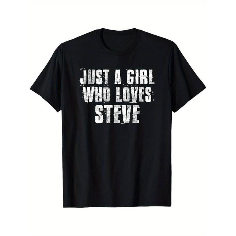 Men's Black Cotton Crew Neck T-Shirt with "Just a Guy Who Loves Steve" Print Hoodie, Sweatshirt | UrbanDripWear.com