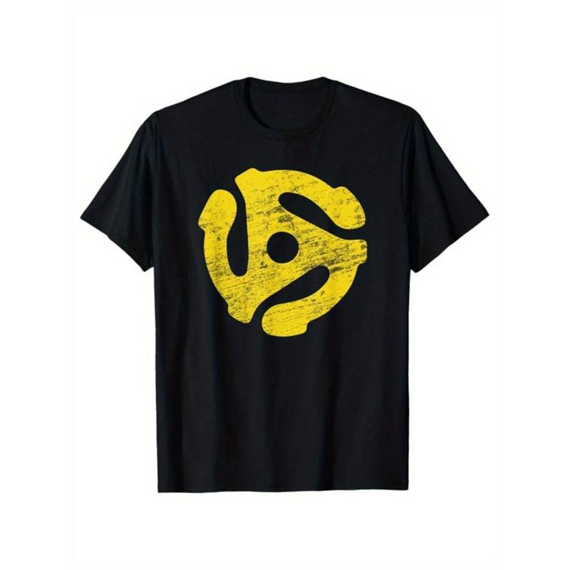 Men's Black Cotton T-Shirt with Vintage Vinyl Record Player Graphic Menswear Top Hoodie, Sweatshirt | UrbanDripWear.com