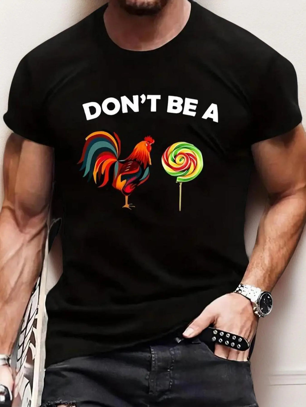 Men's Cartoon & Letter Print Round Neck Tee, Graphic Tees, Regular Fit Casual Comfy Graphic Short Sleeve T-shirt for...