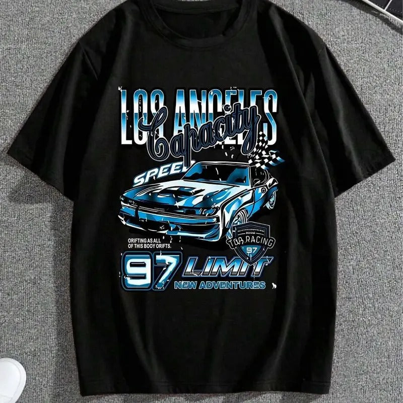 Men's Cartoon Car Graphic Print Round Neck Tee, Streetwear, Men Summer Top T-shirt Hoodie, Sweatshirt | UrbanDripWear.com