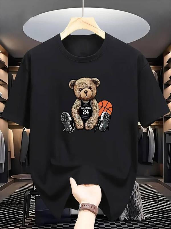 Men's Casual Bear Print T-Shirt