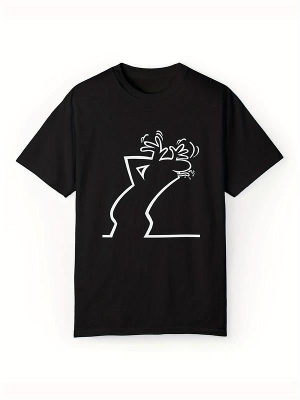 Men's Casual Cotton Crew Neck T-Shirt with Unique Cartoon Animal Graphic Print Streetwear Crewneck Hoodie, Sweatshirt