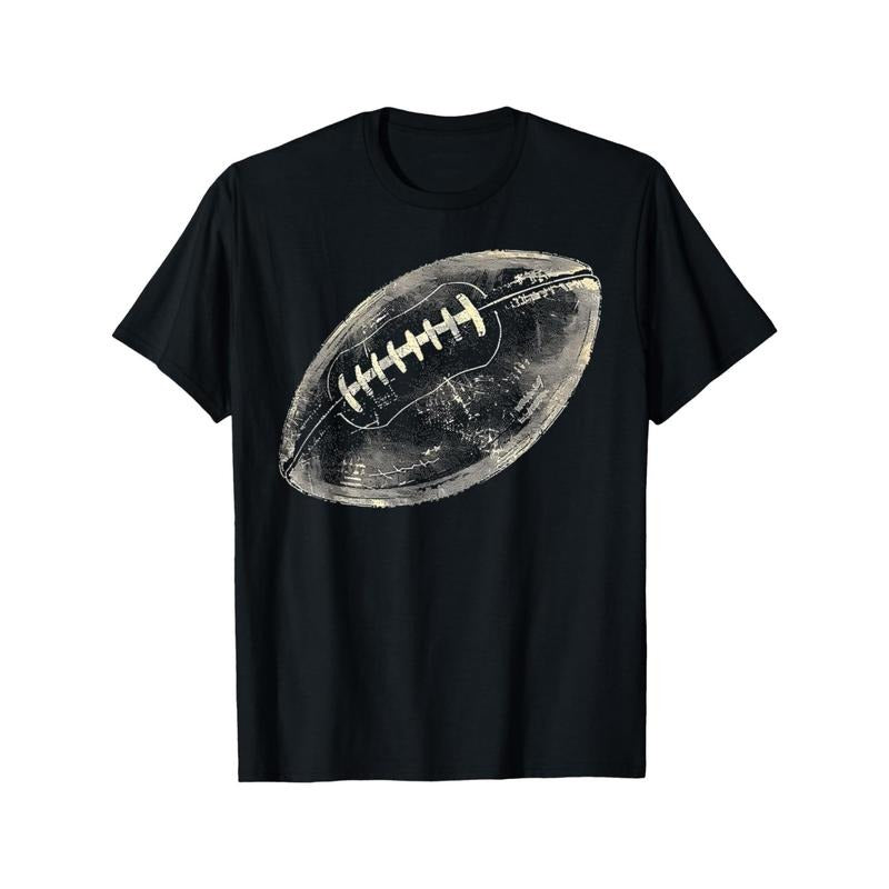 Men's Casual Cotton T-Shirt with Football Print