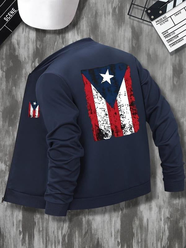 Men's Casual Loose-Fit Hooded Sweatshirt Jacket, American Style Letter Print Zipper Coat, Spring & Fall Fashion,...