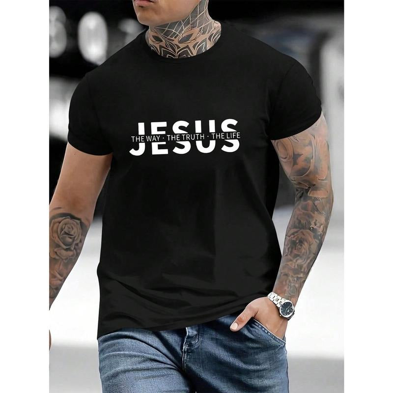 Men's Casual Slogan Print Short Sleeve Crew Neck T-Shirt, Suitable For Commuting, Summer Hoodie, Sweatshirt