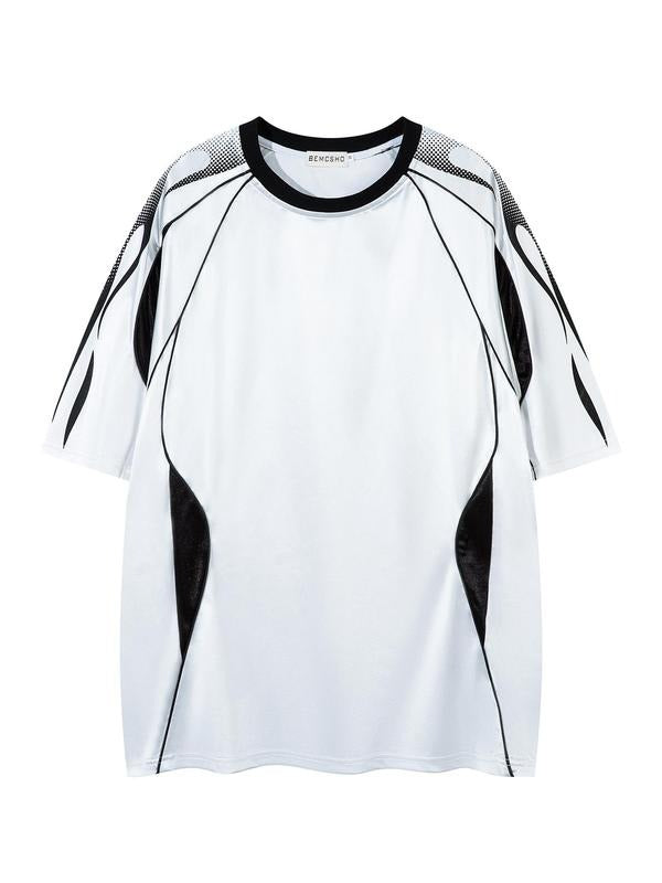 Men's Colorblock Short Sleeve Tee, Loose Casual Fashion Round Neck T-shirt for Summer, Men's Top for Daily Wear Hoodie,...