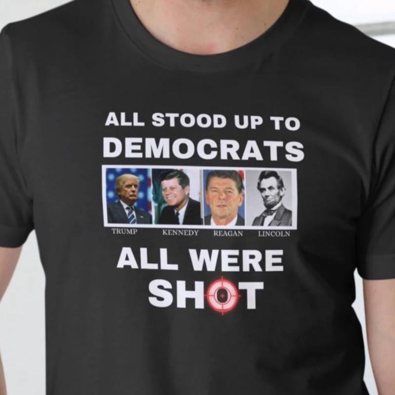 Men's Cotton T-Shirt - All Stood Up to Democrats Casual Menswear Hoodie, Sweatshirt | UrbanDripWear.com