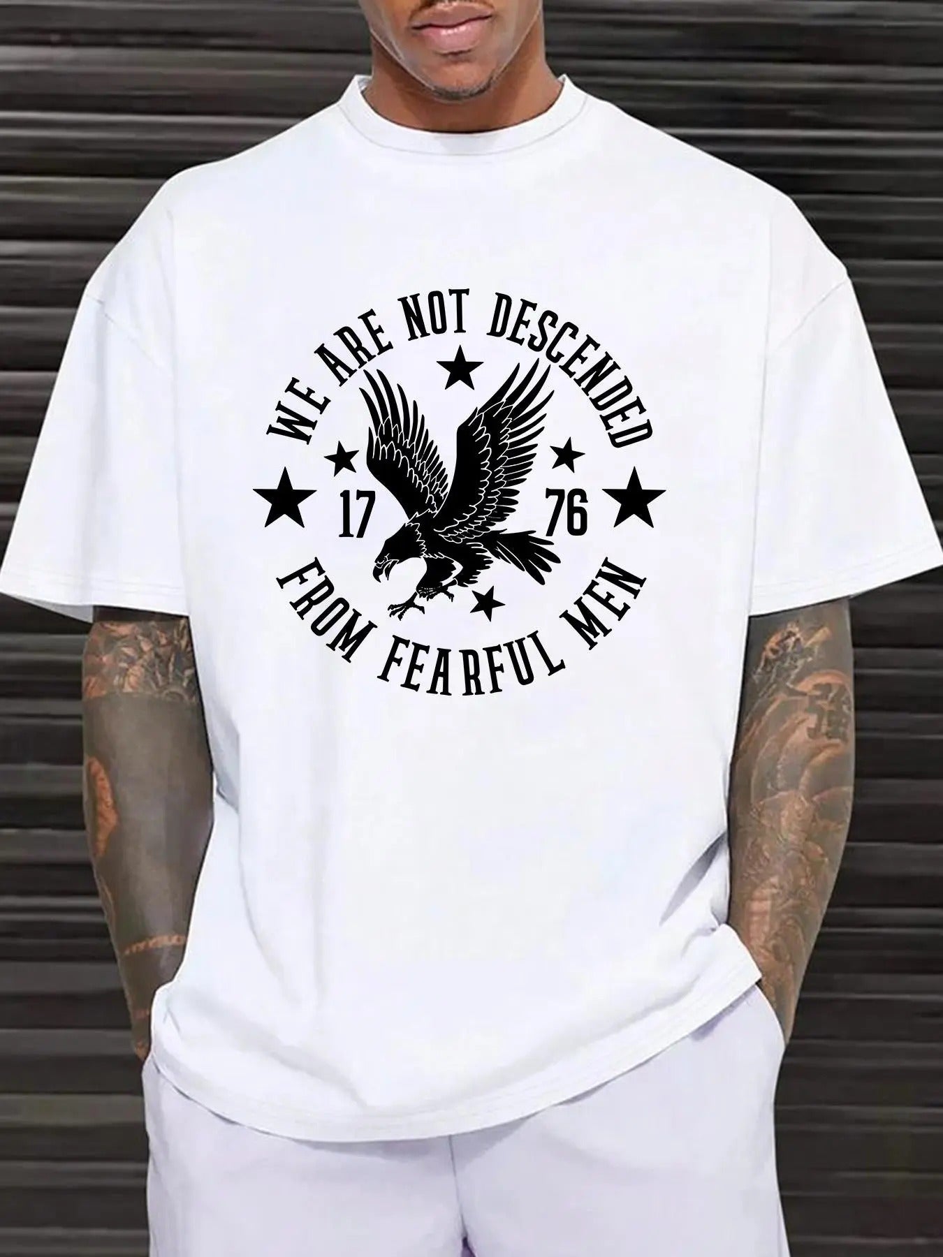 Men's Eagle & Letter Print Round Neck Tee, Casual Short Sleeve T-shirt for Daily Wear, Ladies Summer Outfit Hoodie,...
