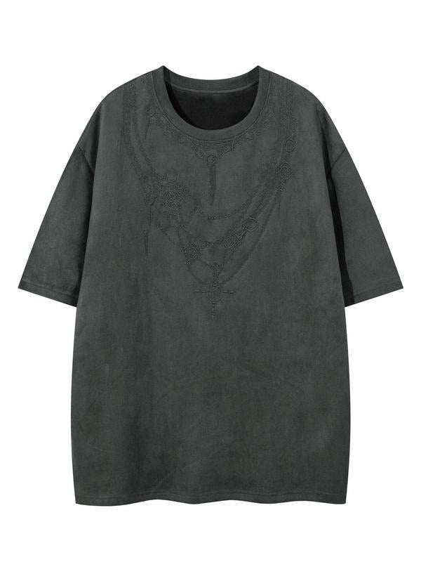 Men's Embroidery Short Sleeve Tee, Casual Comfy T-shirt for Summer, Men's Top for Daily Wear Hoodie, Sweatshirt