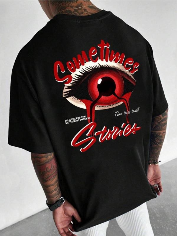 Men's Eye Graphic Round Neck Regular Fit Tee Summer Clothes, Street Fashion Short Sleeve T-Shirt for Daily Holiday...