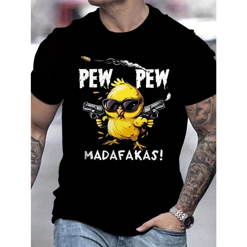 Men's Fashion Dual Gun & Chicken Print Short Sleeve Casual T-Shirt Made in USA Hoodie, Sweatshirt | UrbanDripWear.com