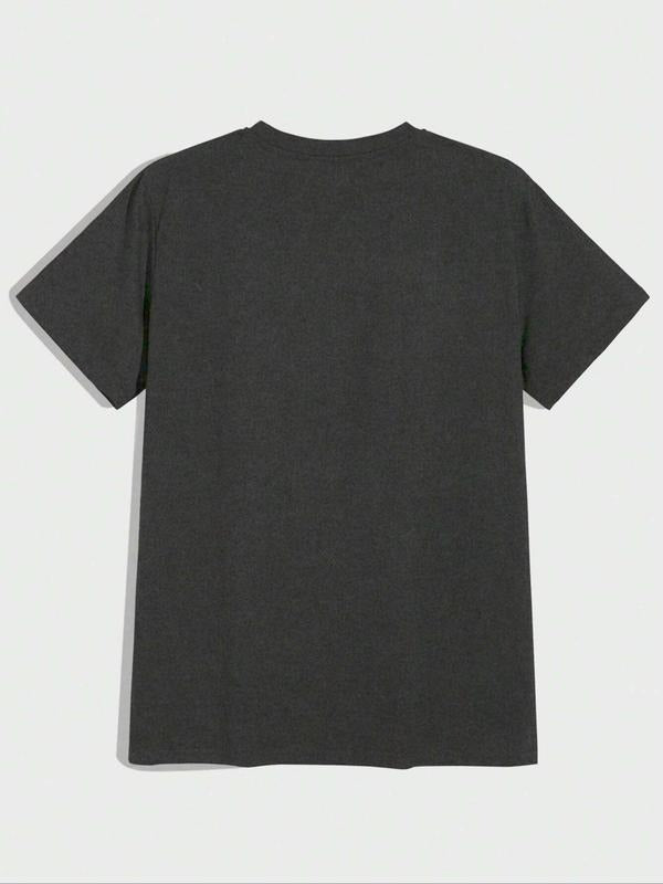 Men's Figure Print Round Neck Tee, Regular Fit Casual Short Sleeve Crew Neck T-Shirt for Summer, Fashion Men's Top for...