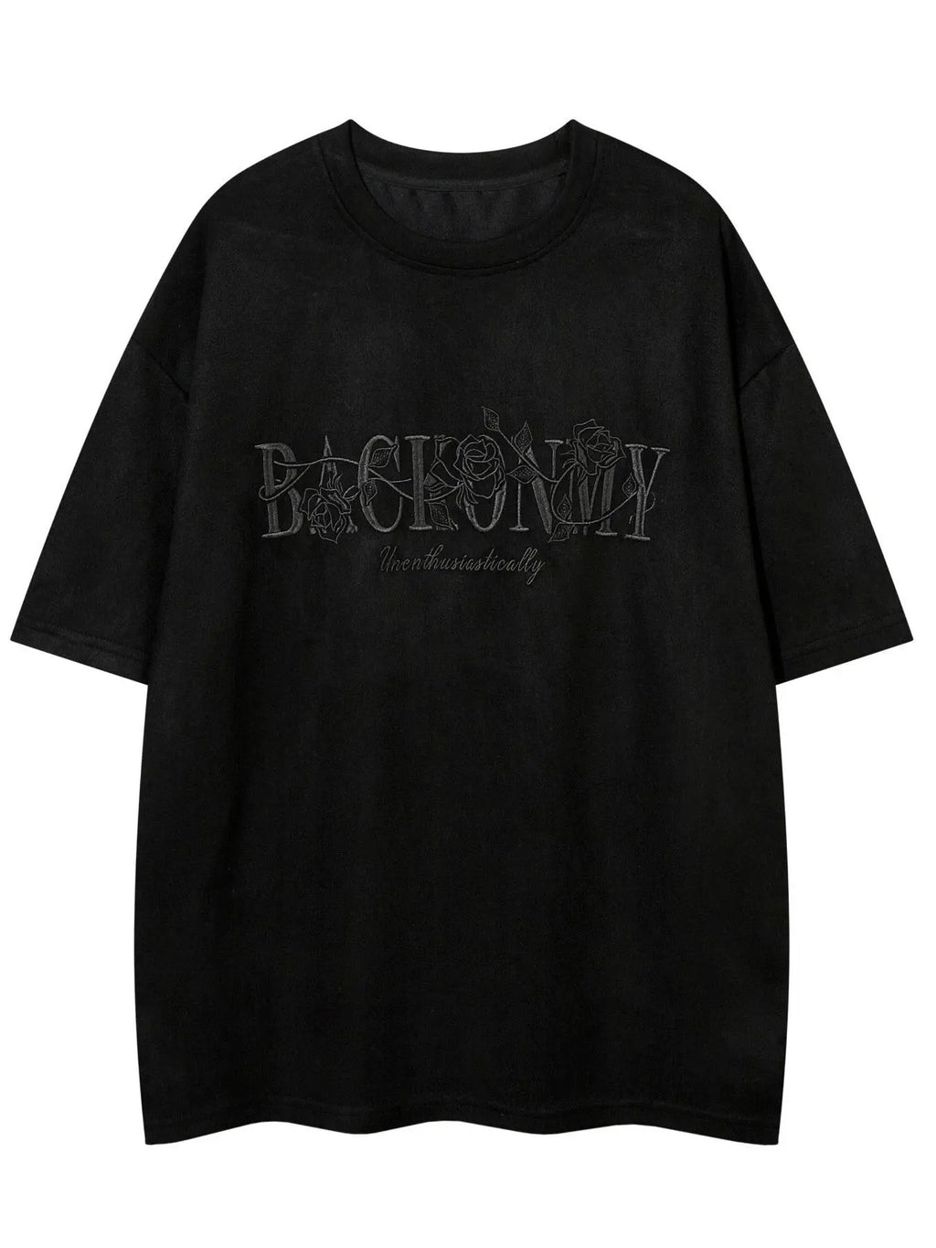 Men's Floral & Letter Embroidery Drop Shoulder Tee, Loose Casual Comfy Half Sleeve Round Neck T-Shirt for Summer, Fashion...