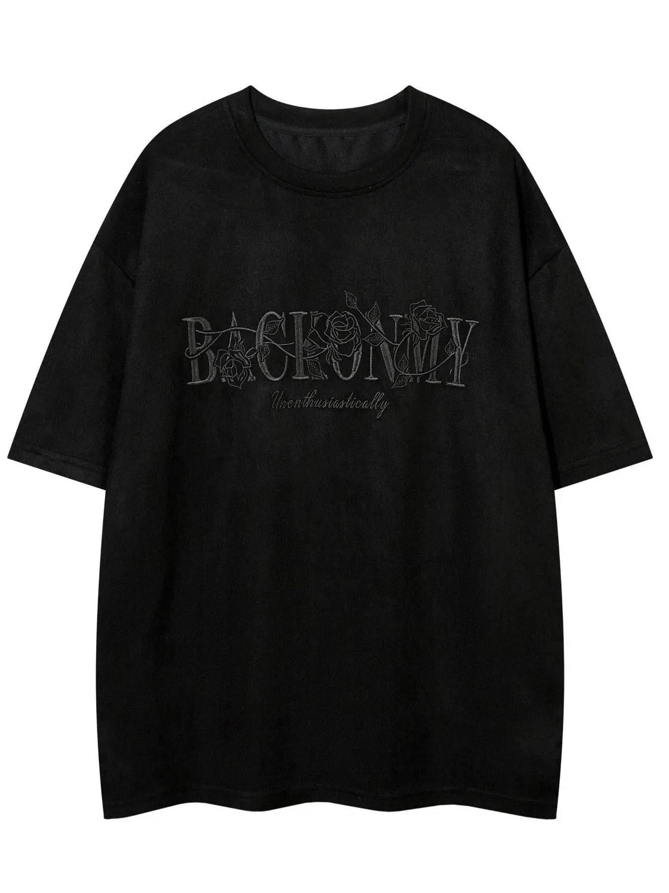 Men's Floral & Letter Embroidery Drop Shoulder Tee, Loose Casual Comfy Half Sleeve Round Neck T-Shirt for Summer, Fashion...