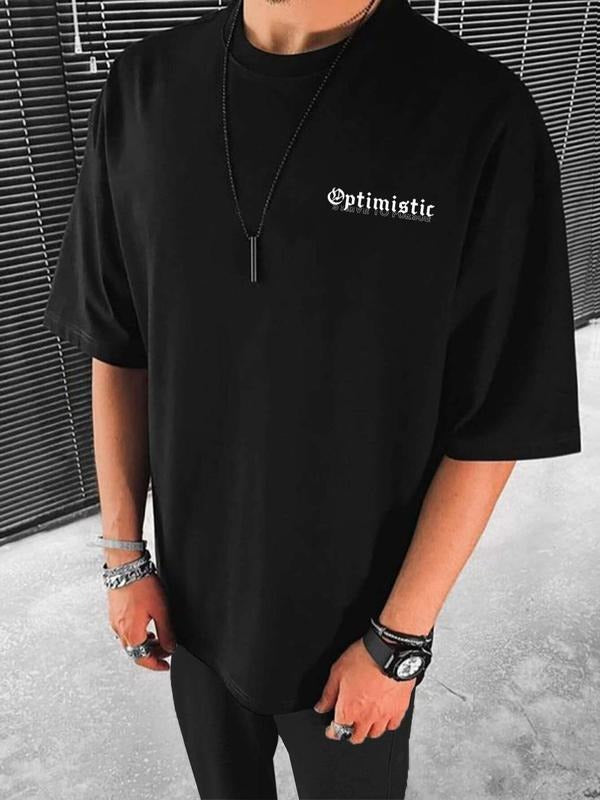 Men's Floral & Letter Print Round Neck Tee, Summer Clothes, Regular Fit Fashion Casual Half Sleeve T-shirt for Daily...