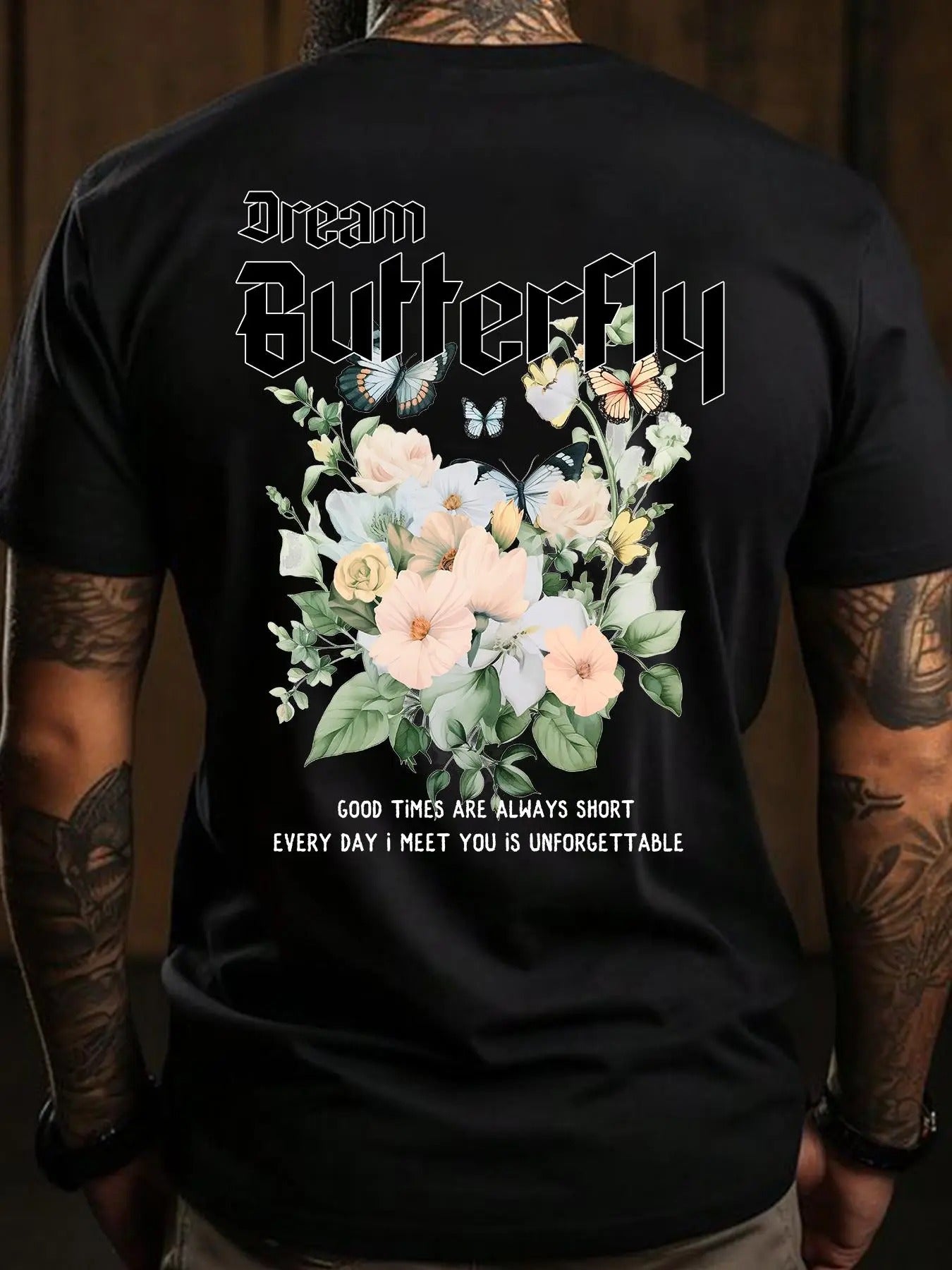 Men's Floral Graphic Print Round Neck Tee, Regular Fit Casual Short Sleeve T-shirt, Men's Summer Top for Daily Wear...