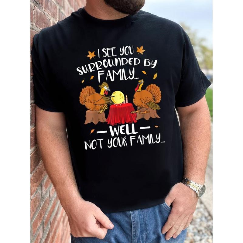 Men's Fun Turkey Thanksgiving Cotton Printed T-shirt made in usa Hoodie, Sweatshirt | UrbanDripWear.com