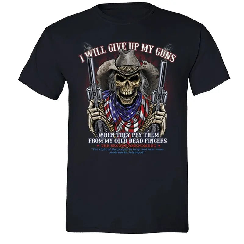 Men's Give Up My Guns T-shirt, 2nd Amendment Skeleton American Shirt, Patriotic USA Flag Tee Hoodie, Sweatshirt