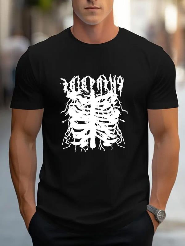 Men's Graphic Print Round Neck Tee, Loose Casual Short Sleeve T-shirt, Men's Summer Top for Daily Wear style 02 Hoodie,...