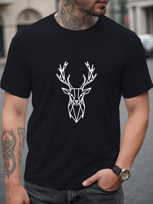Men's Graphic Print Round Neck Tee, Regular Fit Casual Short Sleeve Crew Neck T-shirt for Daily Wear, Men's Top for...