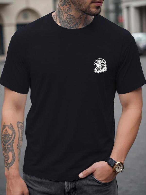 Men's Graphic Print Round Neck Tee, Regular Fit Casual Short Sleeve Crew Neck T-shirt for Daily Wear, Men's Top for...