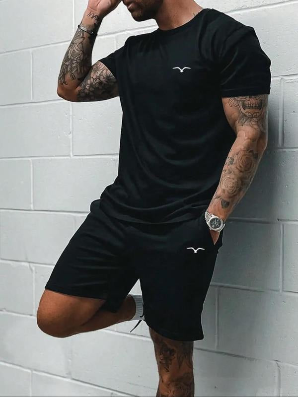 Men's Graphic Tee & Drawstring Waist Shorts, Regular Fit Casual Short Sleeve T-shirt & Shorts, Summer Outfits 2024...