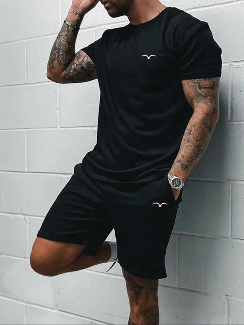 Men's Graphic Tee & Drawstring Waist Shorts, Regular Fit Casual Short Sleeve T-shirt & Shorts, Summer Outfits 2024...