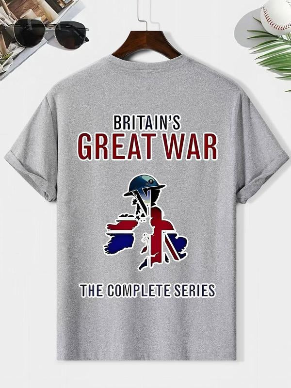 Men's Great War T-shirt, Casual Comfy Breathable Short Sleeve T-shirt for Summer, Men's Top for Daily Wear, Tropical...
