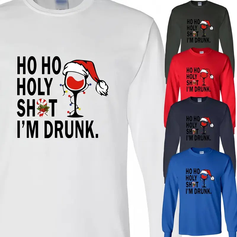 Men's Ho Ho Funny Santa Chirtmas Full Sleeve T-Shirt USA Xmas New Gift Unisex Hoodie, Sweatshirt | UrbanDripWear.com