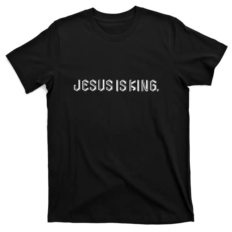 Men's Jesus Is King Embossed T-Shirt with Church Faith Christian Catholic Design Hoodie, Sweatshirt | UrbanDripWear.com