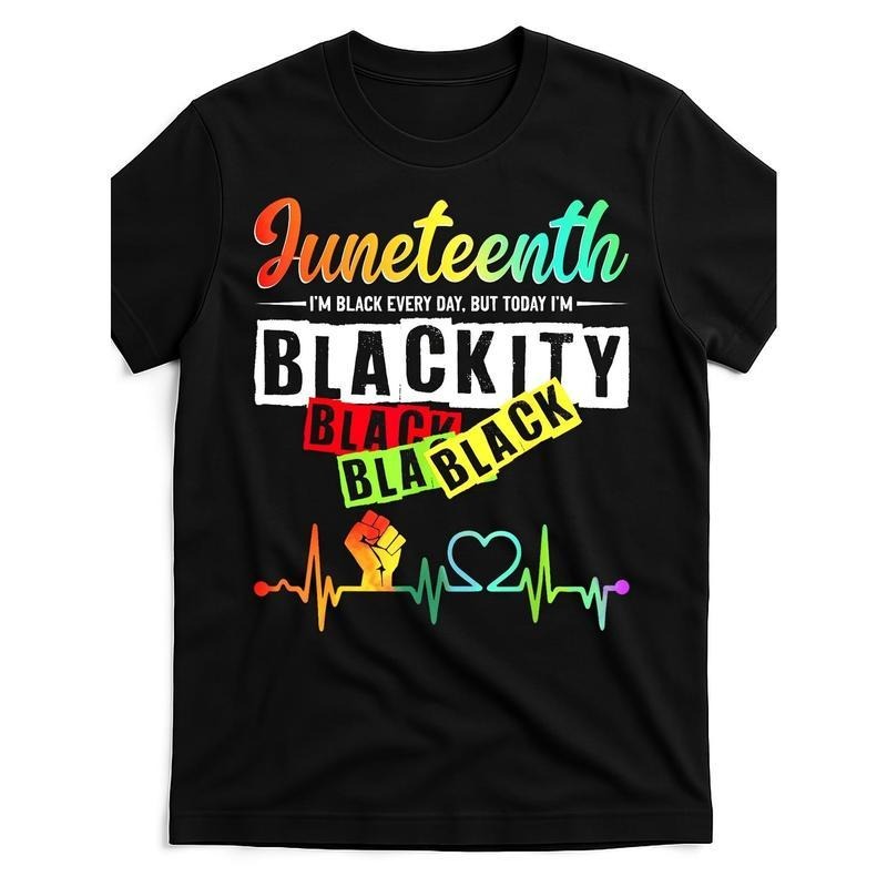 Men's Juneteenth Blackity Heartbeat Black History African America T-Shirt Hip Hop Daily Casual Cotton T Shirt Streetwear...